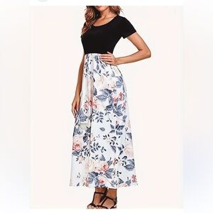 Floral Maxi Dress with Black Top